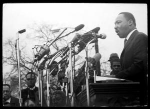 Martin Luther King, Jr., 1965. Montgomery, Alabama, USA. 9.2 x 13.6 inches. © The Dennis Hopper Trust, Courtesy of The Dennis Hopper Trust.